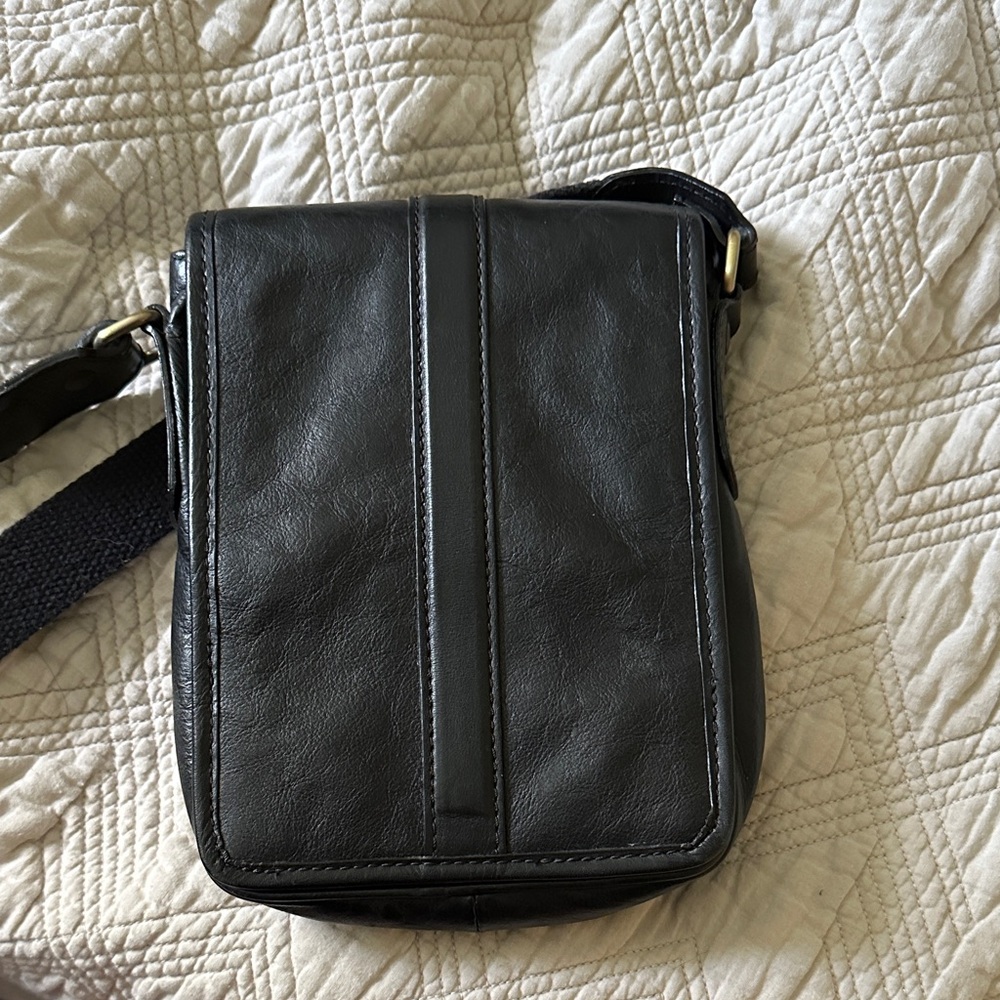 Old Angler Italian Leather Black Crossbody